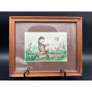 Vintage Anthropomorphic Original Art Framed Signed Woodland Creatures Unique‎